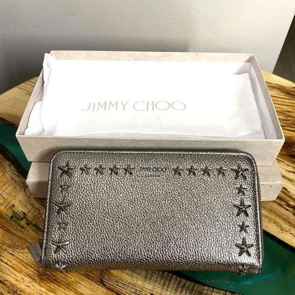 Jimmy Choo Handbags - NWT Jimmy Choo Silver Star Studded Zippy Wallet